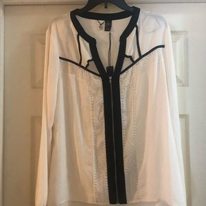 Ivory/cream and black top